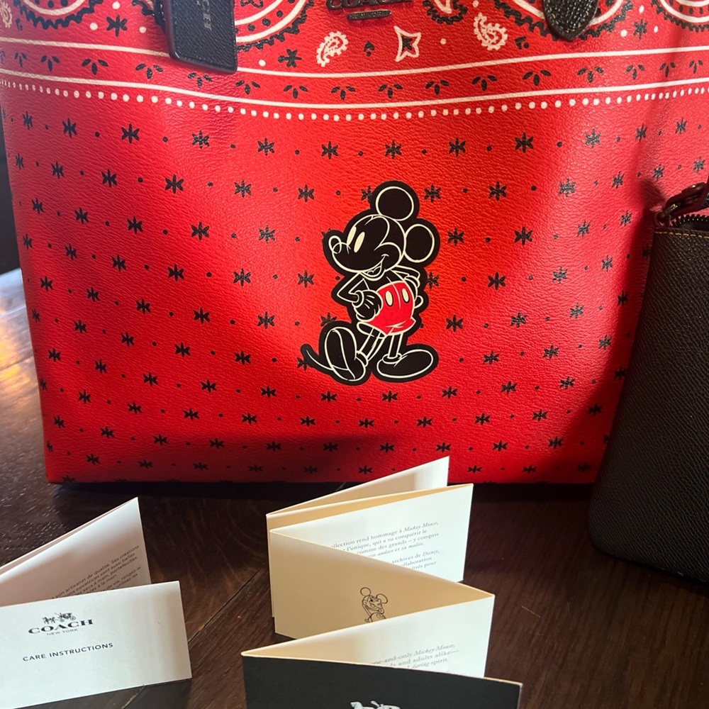 Coach X Mickey Red Bandana Reversible Tote - Picture 3 of 14